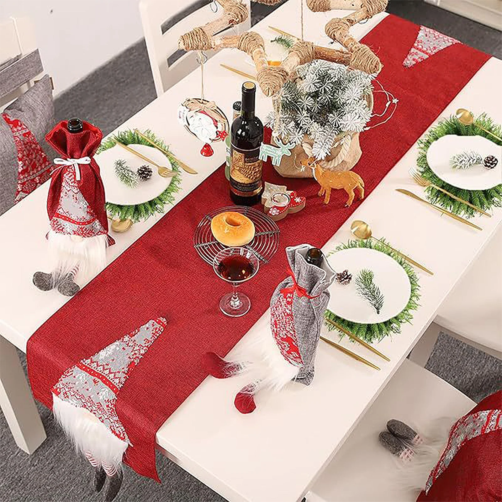 

D38cm Decorative Table Mat Artificial Simulated Circular Cedar Tableware Mat 2025 Christmas Thanksgiving Day Table Decorations