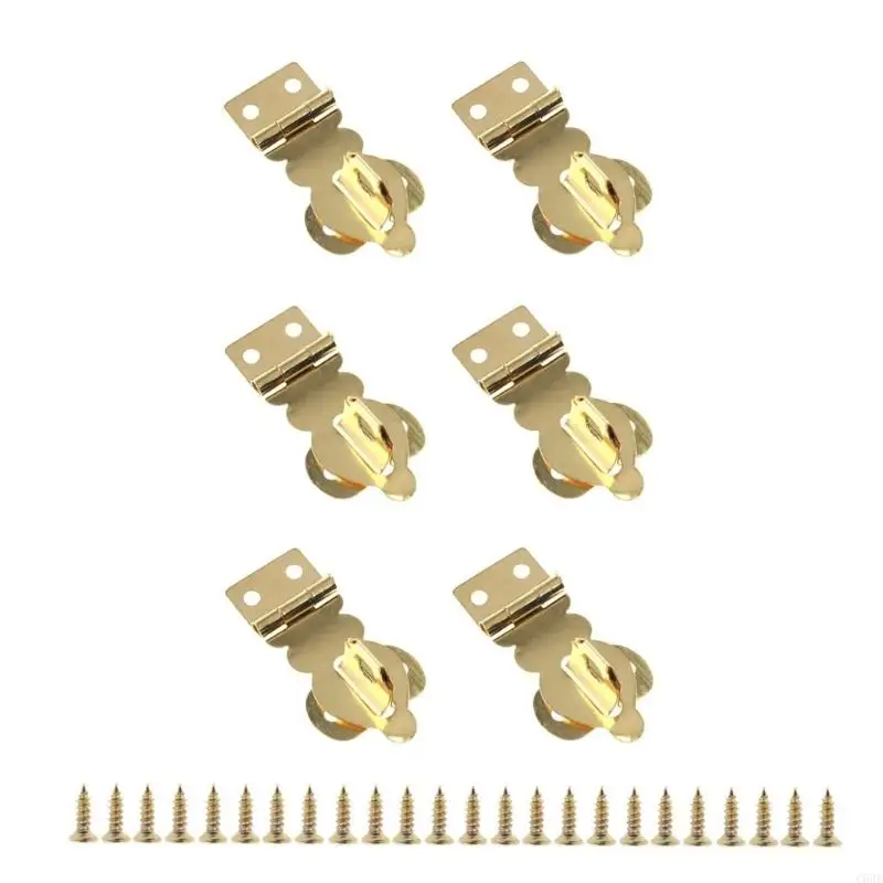 C63E Decorative Brass Hasps Miniature Brass Latches set for Gift Boxes & Dollhouses