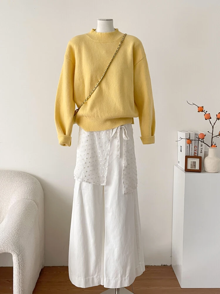 

Autumn Winter New Round Neck Long Sleeve Sweater Women Fashion Solid Color Pullovers Casual Loose Elegant Knitting Tops