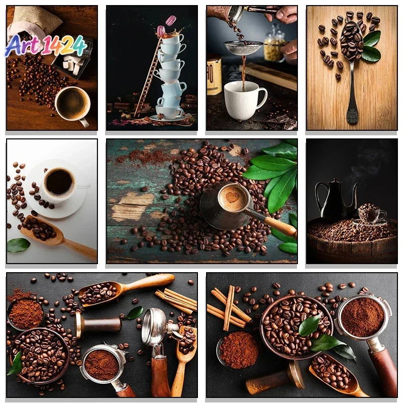 Vintage Hand Coffee Canvas Painting Latte Posters and Prints Bars Kitchen Cafe Wall Art Picture Home Restaurant Decor Frameless