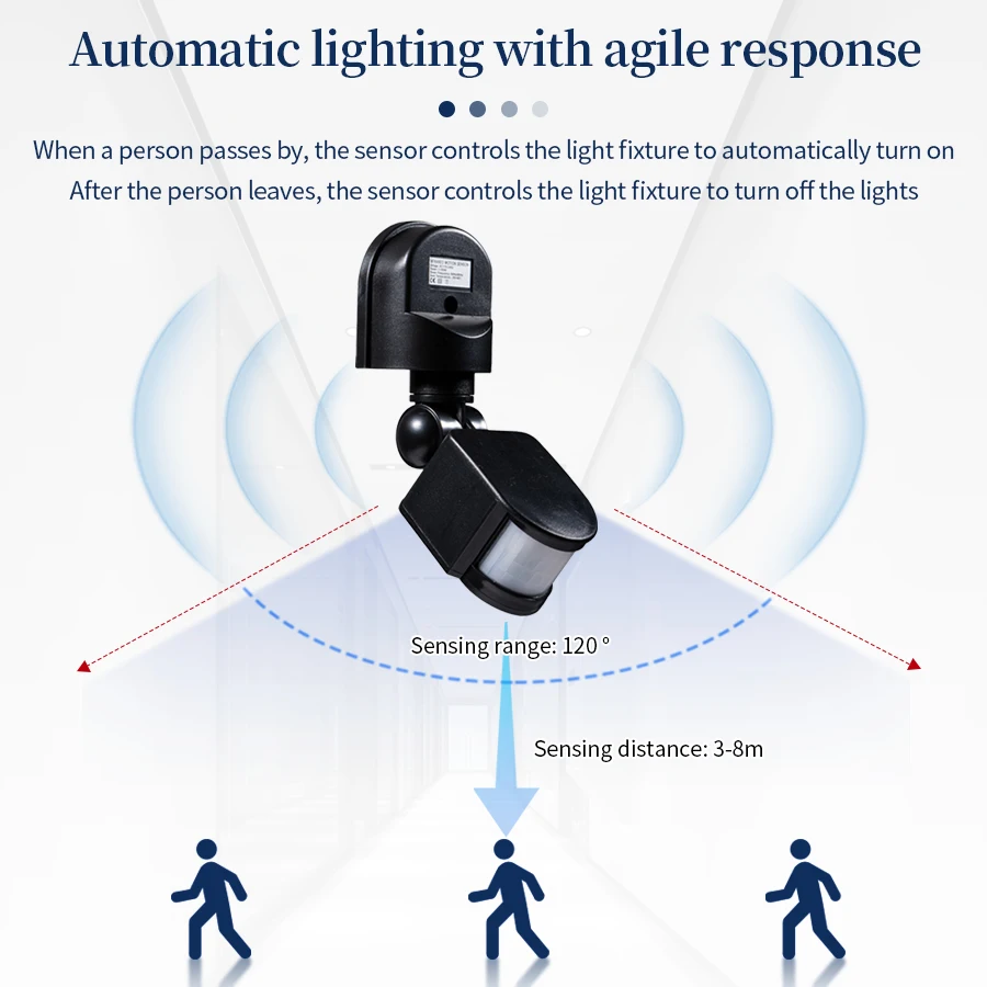 Motion Sensor Switch 110-240V Automatic Infrared Human Body Induction Detector Timer Delay For Household Indoor Light Sensor