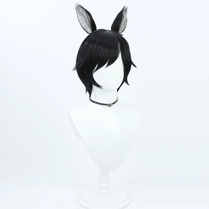 Anime Delicious in Dungeon Izutsumi Cosplay Wig with Ears Short Black Heat Resistant Synthetic Hair Halloween Party Role Play