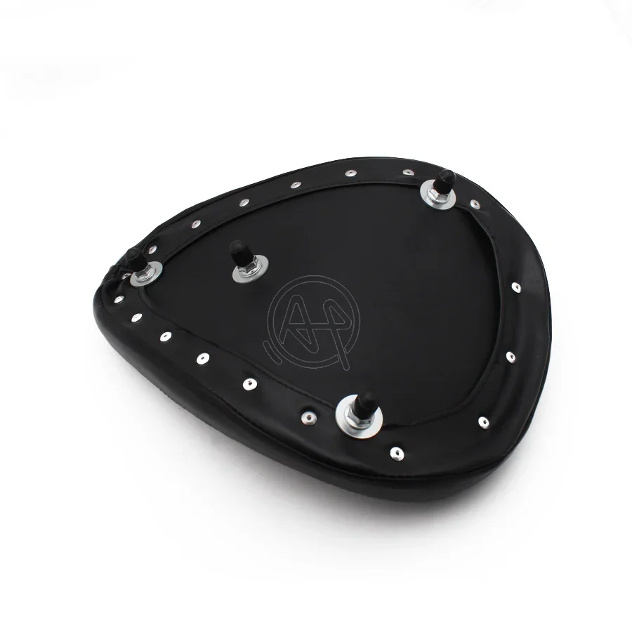 Motorcycle Retro Black Leather Old School Solo Seat+2