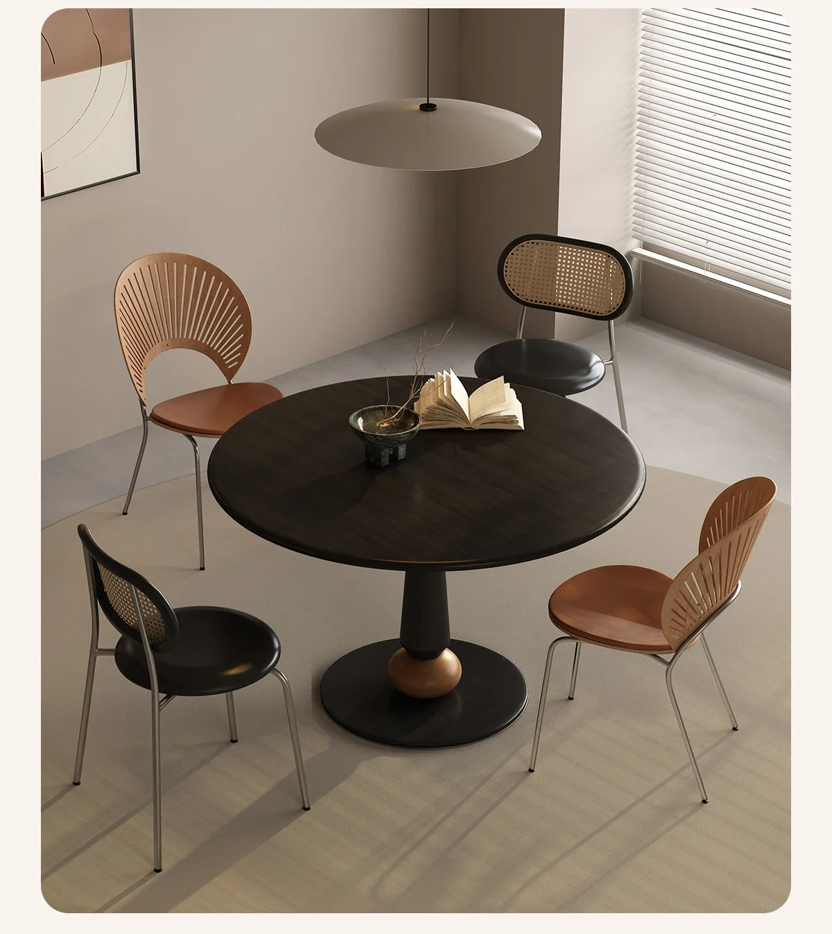 

Modern Simple Solid Wood Dining Table Small Apartment Home Solid Wood round Dining Table Designer Dining Table