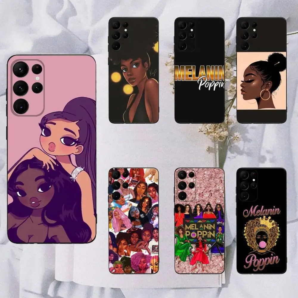 

Black Girl M-Melanin Poppin Phone Case For Samsung Galaxy A13,A21s,A22,A31,A32,A52,A53,A71,A80,Soft Black Shell
