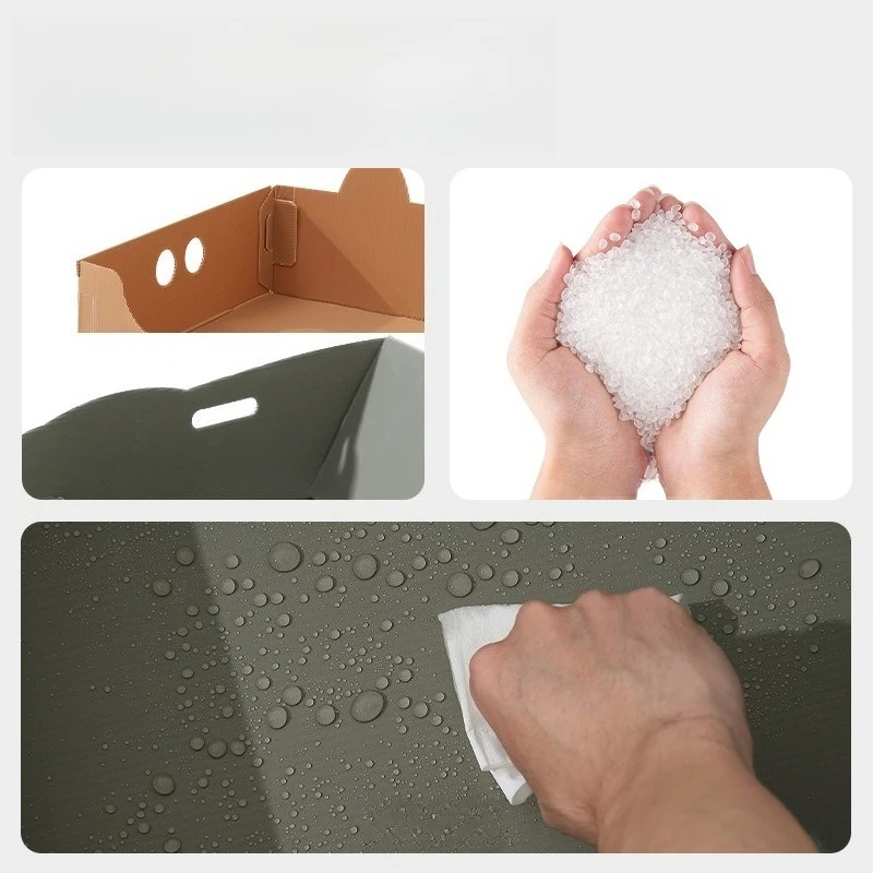 مستلزمات الحيوانات الأليفة صندوق فضلات القطط القابل للتصرف PP قابل للطي مقاوم للماء صندوق فضلات القطط صديق للبيئة صندوق فضلات القطط الكبيرة