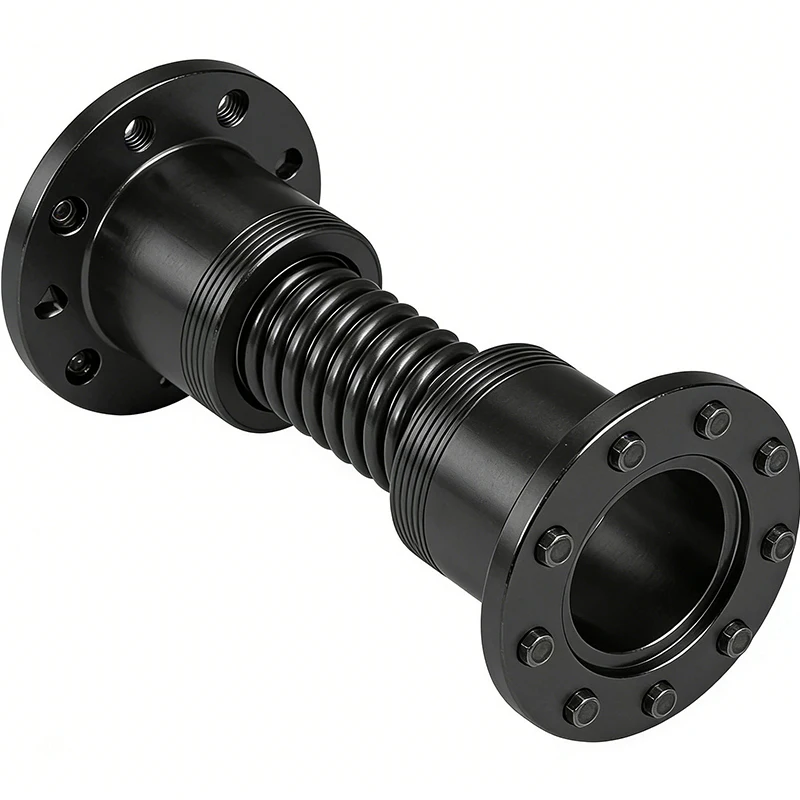 Professional CNC Machining Metal Parts Black Anodized Aluminum Bellows Adapter | Dual Flange CNC Machined Component