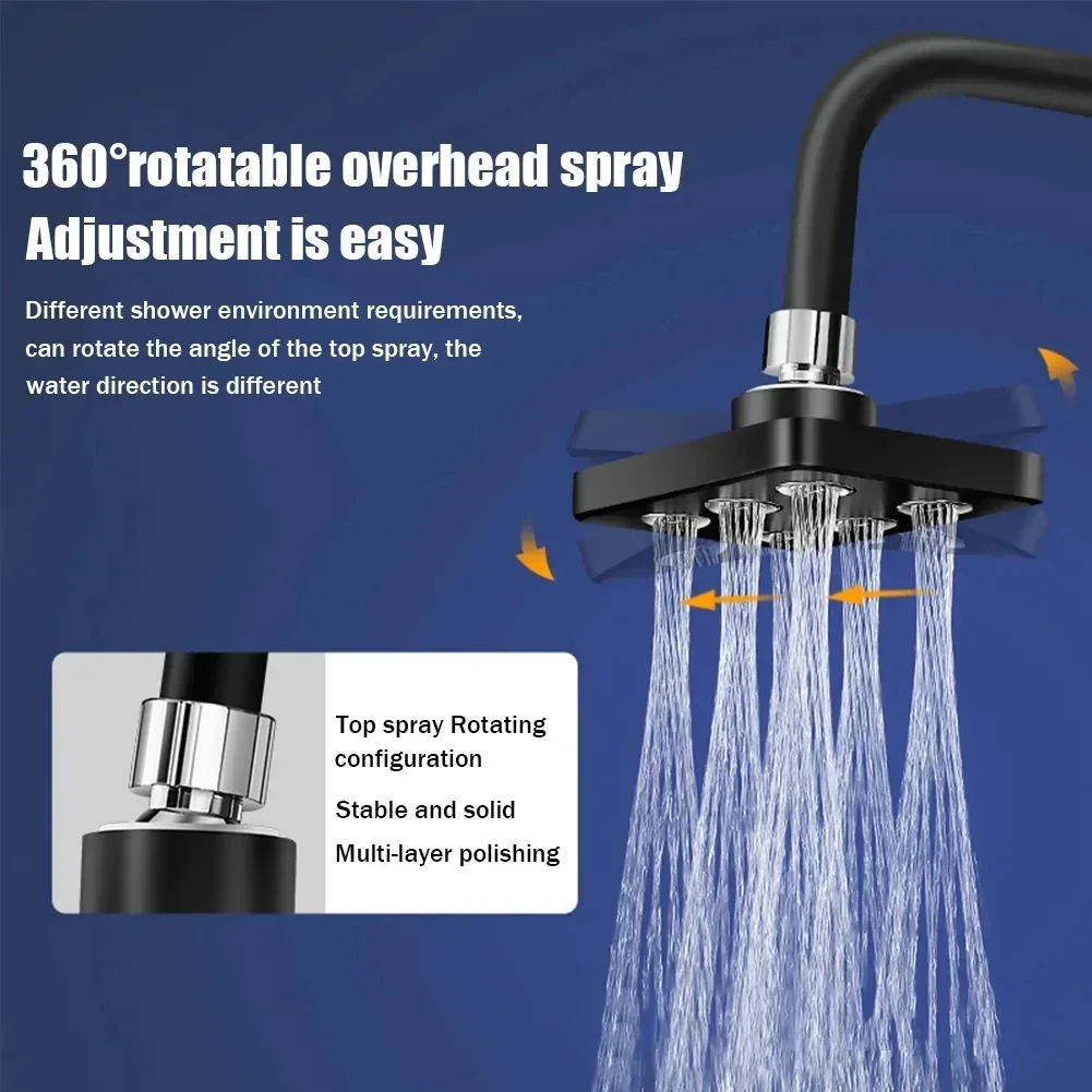 

High Pressure Rainshower 360° Rotation Top Spray Magic Water Flow Rainfall Shower Head Shower Accessories