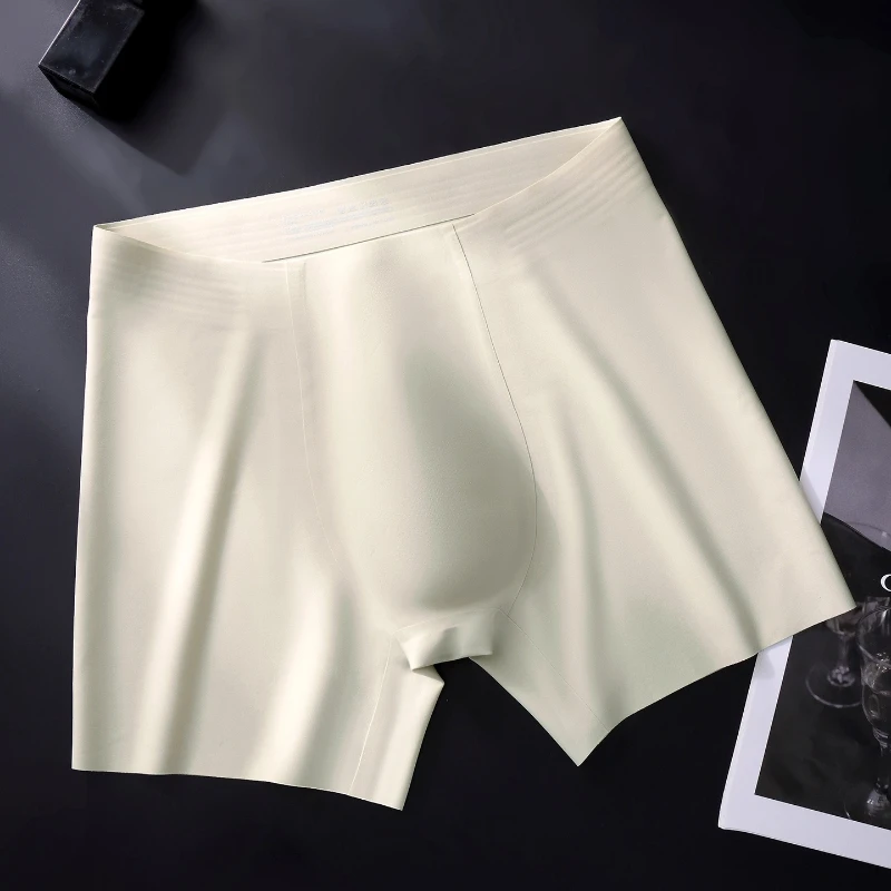 Men Boxers Ice Silk Seamless Ultra-Thin Panties U Sexy Convex Pouch Breathable Underwear Sports Wear-Resistant Daily Underpants