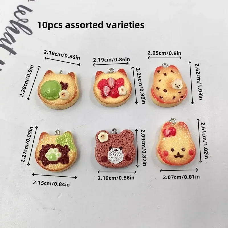 10Pcs Flatback Floating Resin Charms Mini Rabbit Bear Bread Shape Pendants For DIY Necklace Earring Keychain Craft Supplies