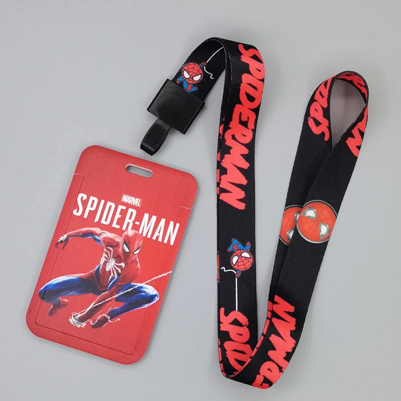 Spiderman Card Lanyard Cartoon Bus Card Set certificato di lavoro studente Campus pasto Transfer Card Work League accessori da viaggio