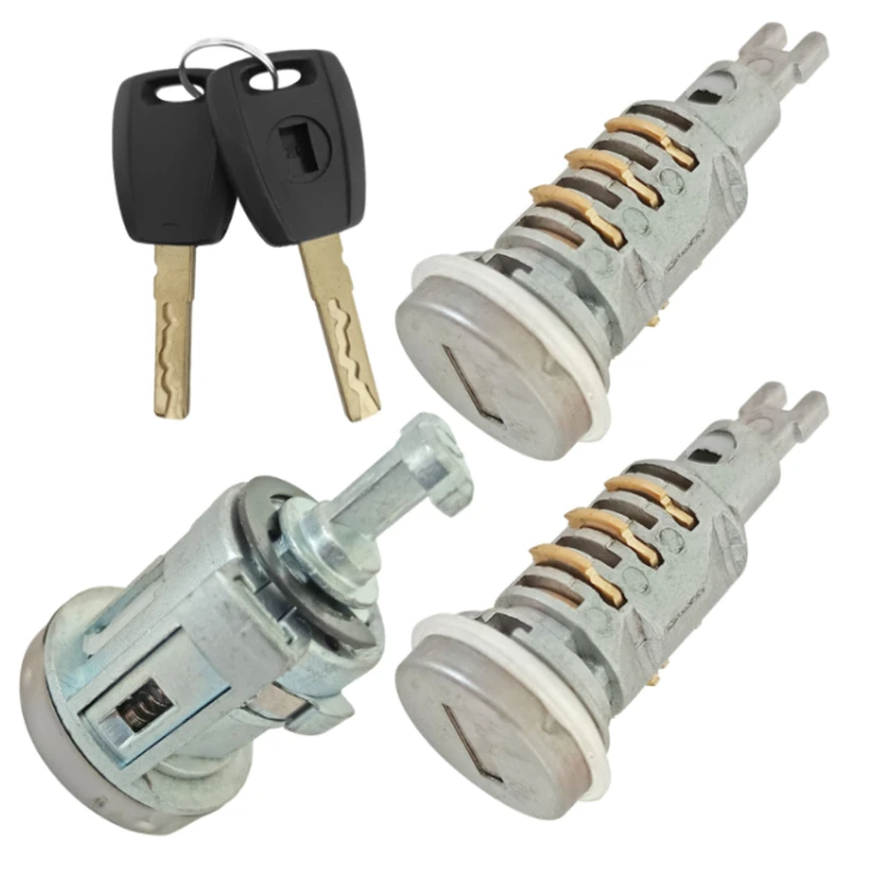Full Car Lock Cylinder Set Ignition Switch Door Lock Barrel Kit For Fiat Palio Siena Perla Ducato With 2Pcs Key SIP22 Blade