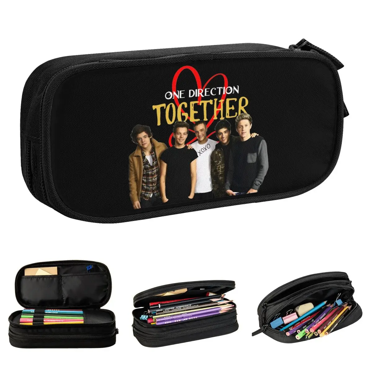 Ones Music And Directions LOVE TOGETHER Pencil Case Pen Holder Bags Student Big Capacity School Supplies Zipper Pencil Box