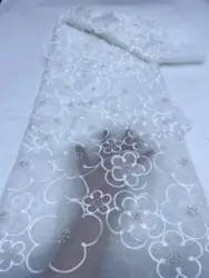 Elegance Unique New Fashion Design Fabric Handmade 3D Embroidery Net Lace Beads For Women's Wedding Party Dresses