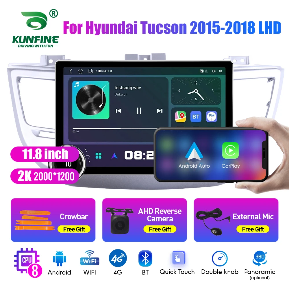 11.8 Inch 2K Double Knobs 2 Din Car Radio For Honda Tucson 2015-2018 Car Radio DVD Multimedia Video Player Android Auto Carplay