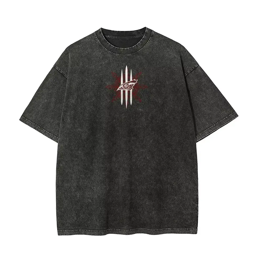 Demon Slayer Iwakiza Anime Graphic T Shirt Men Women Cotton Short Sleeve Tee Vintage Washed Streetwear Oversized Casual Tops Y2k