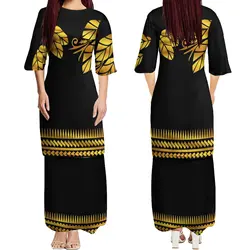 Custom Pacific Island Art Mid-Sleeve Dress Puletasi Dress Polynesian High Quality Puletasi Dress