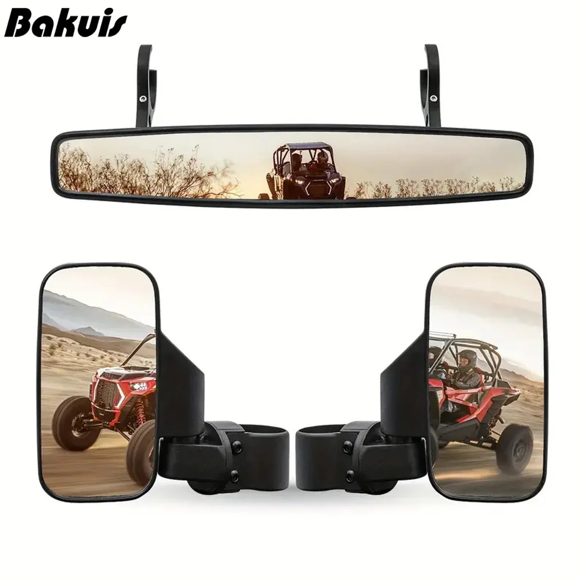 UTV Offroad Side Rear View Mirror And Center View Mirror With 1.75