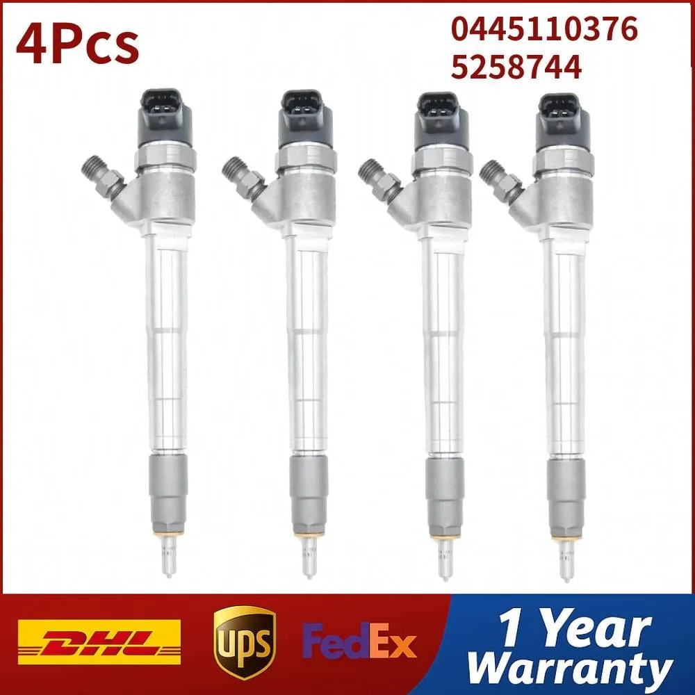 4PCS 0445110376 5258744 Diesel Fuel Injector for Cummins Isf 2.8 Foton Jac Gaz