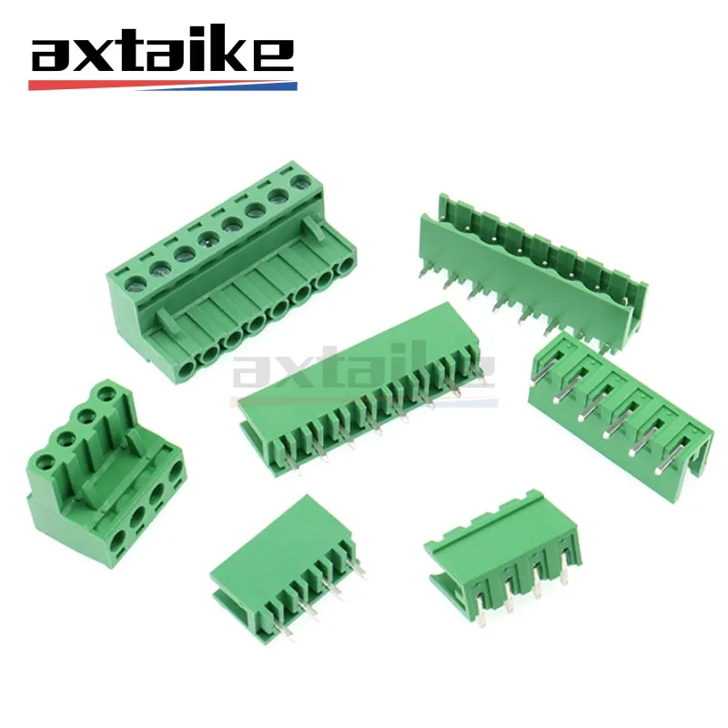 10PCS 2EDG 5.08mm KF2EDG 2P 3P 4P 5P 6/7/8/9P 10P 12P Straight Curved Pin Terminal Blocks Male Plug Female Socket Wire Connector