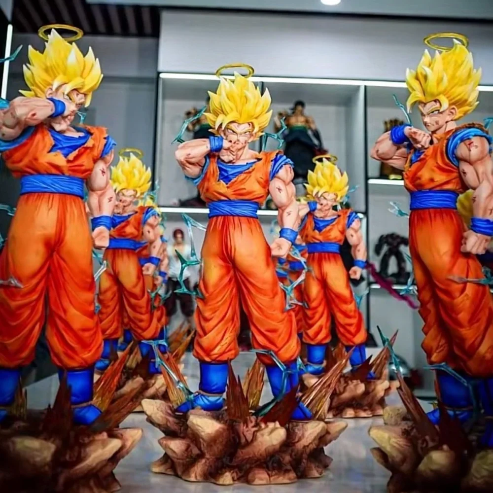 Anime Dragon Ball Z Son Goku Ssj2 Figure Led Base Super Saiyan 2 Goku 33cm/12.2inch Pvc Action Figures Collection Model Toys view 4