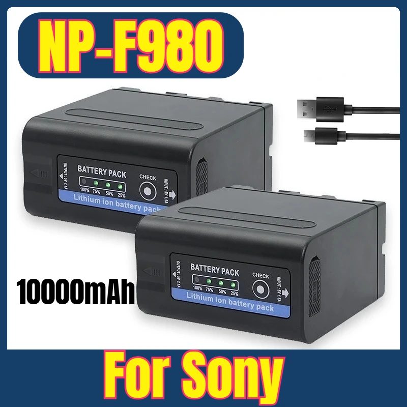 

New 10000mAh NP-F980 NP-F970 NP F960 F970 F960 Camera Batteries for Sony F960 F550 F570 QM91D NP-F975 NP-F950 NP-F930 CCD-RV100