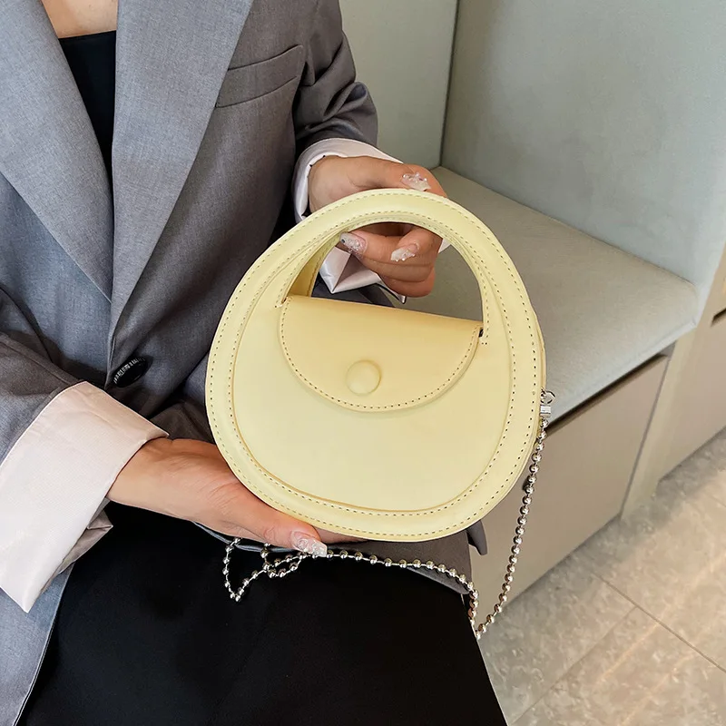 Handbag Saddle Bag for Women PU Leather Texture Candy Color 2023 New Korean Style Chain Trendy Design Crossbody Bag All-match