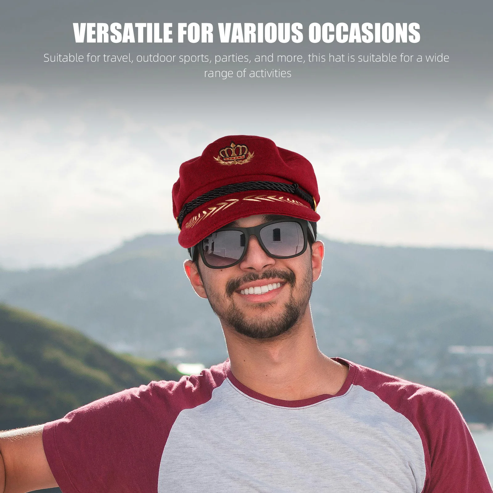 Chapéu marinho vintage piloto coroa de lã respirável proteção solar viagem ao ar livre festa iate capitão chapéu traje de marinheiro