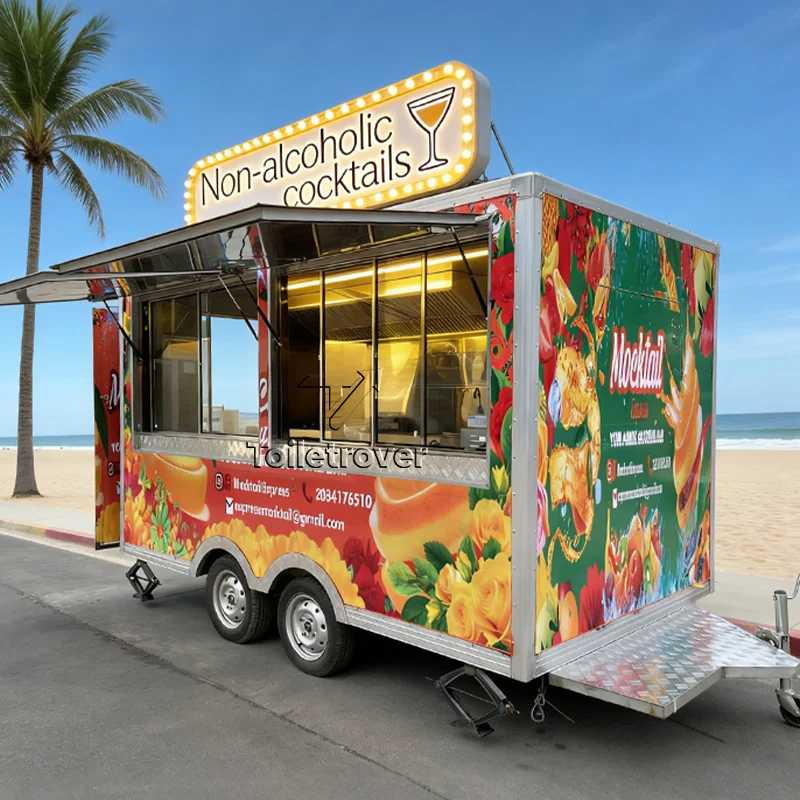 Stainless Steel Fully Equipped Food Trailer Outdoor Mobile Food Truck Profitable Food Truck Trailer with Concession Window