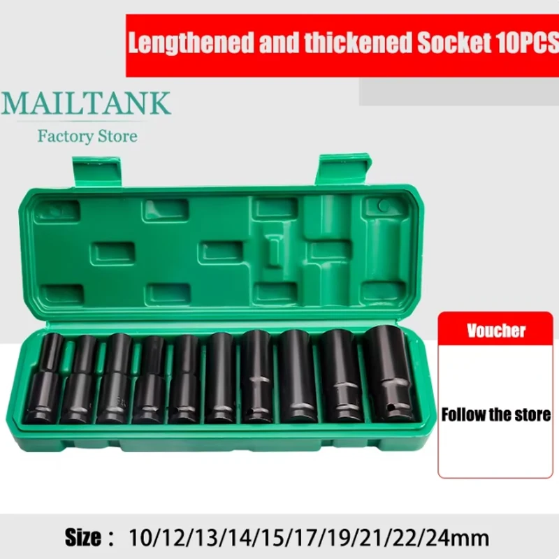 For Wrench Adapter Hand Tool Set1/2 inch Drive Deep Impact Socket Set Heavy Metric Garage Tool