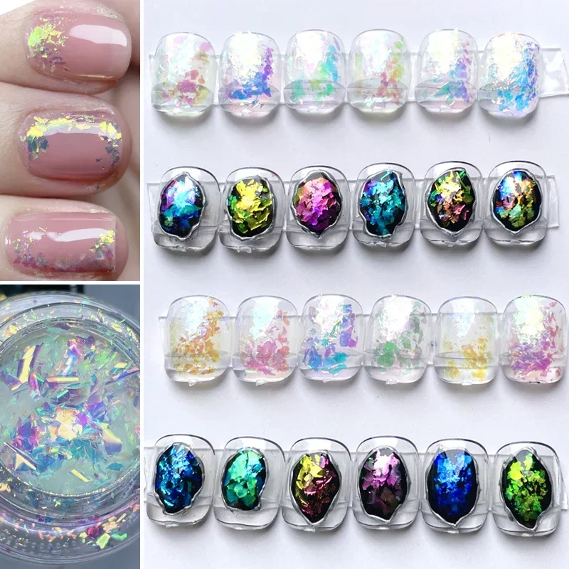 DEROI-Auroral Brilhante Nail Sequins Decoração, Glitter DIY Brocade Pó, Manicure Pigmento, Unhas Acessórios, 2023