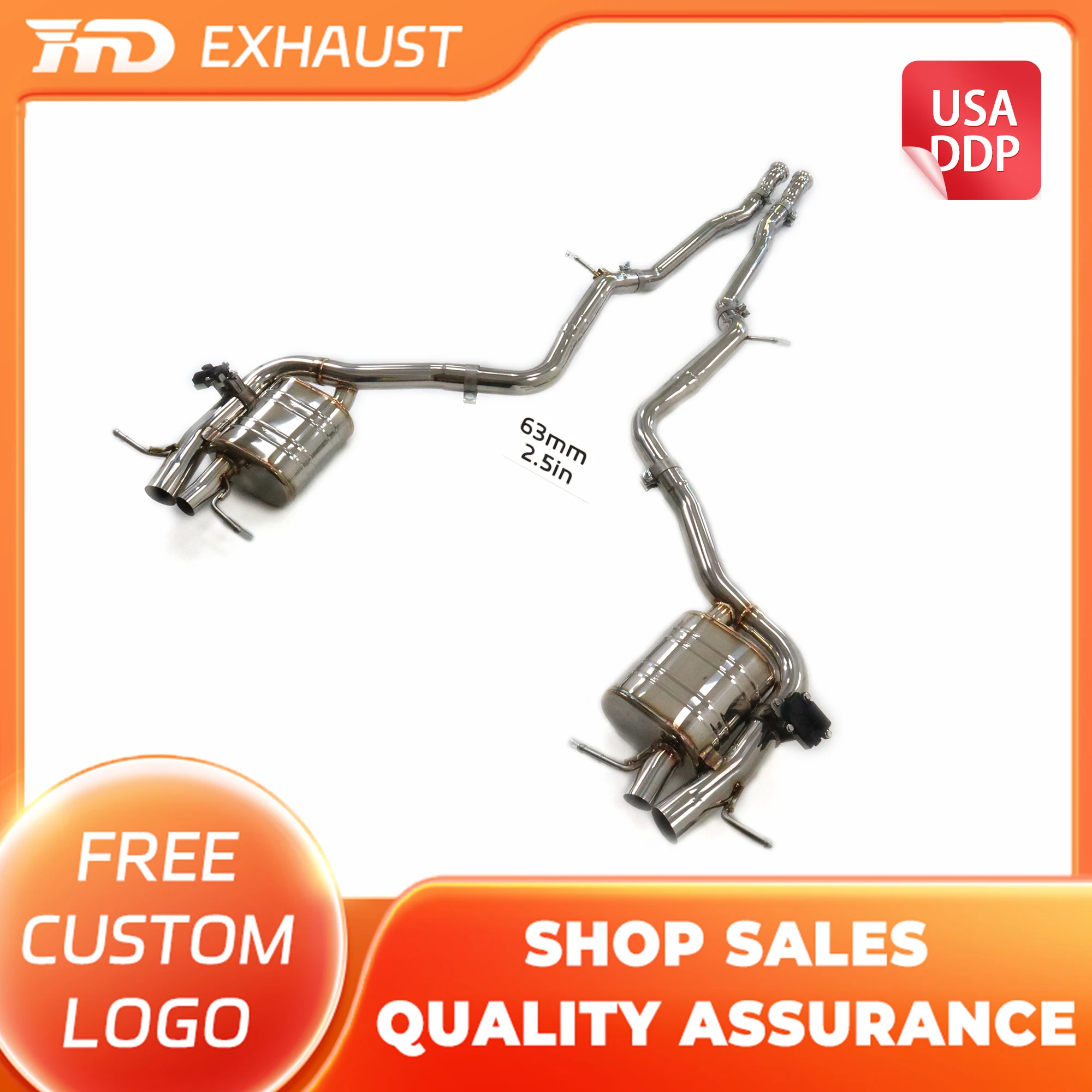 

HMD Exclusive customization SS304 System Performance Catback Exhaust for Mercedes benz S63 W223 with valves Muffler