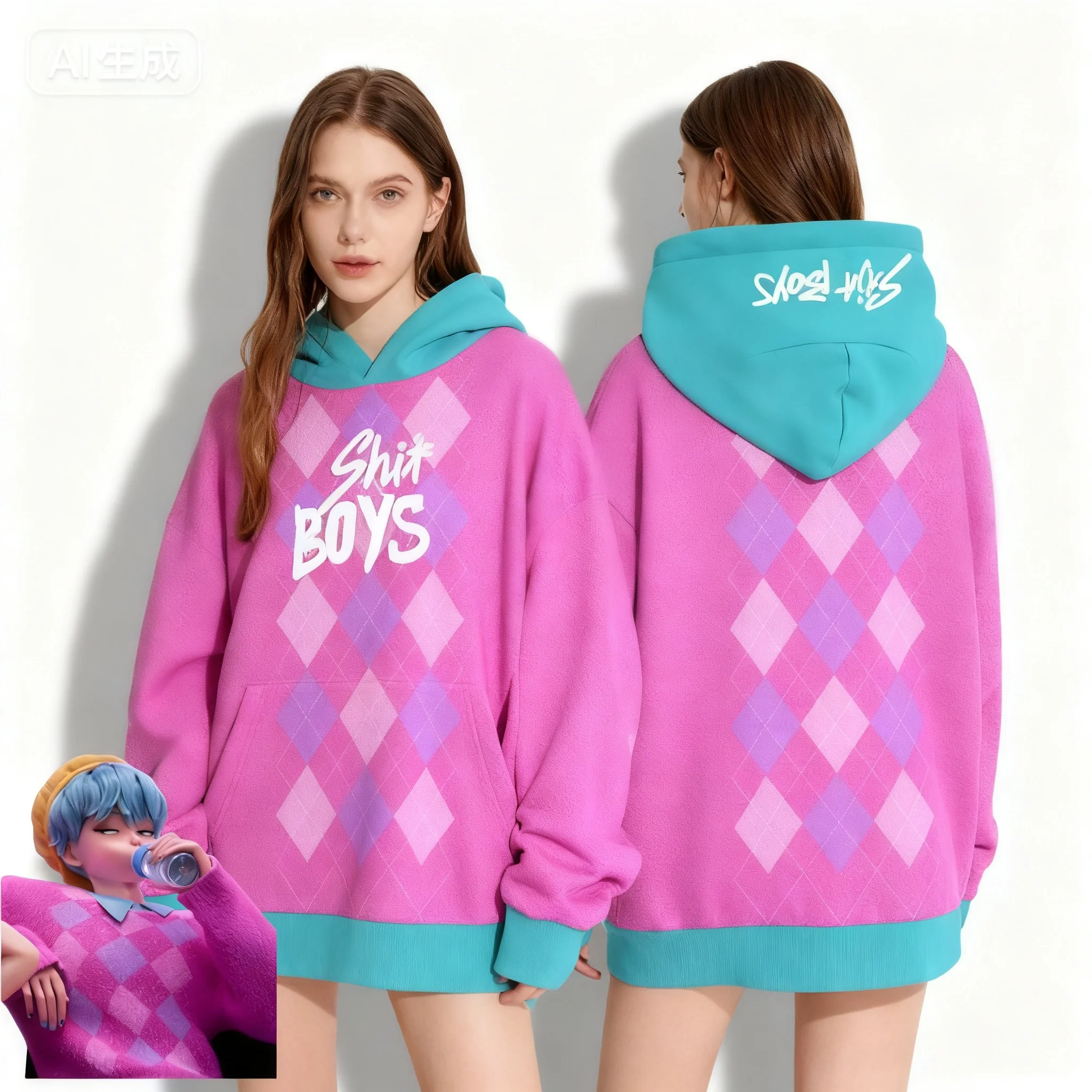 

Autumn/Winter Hoodies Hunting Witch Team Gaza Men's Team Same Style Sweet Cool Street 3D Oversized Adult and Children's Top