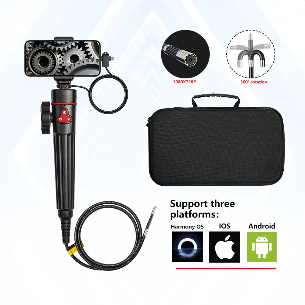 Type-C 360° Two-Way Rotary Articulating Endoscope Camera HD 1080P Car Inspection Industrial Endoscope With 6 LED For IOS Android