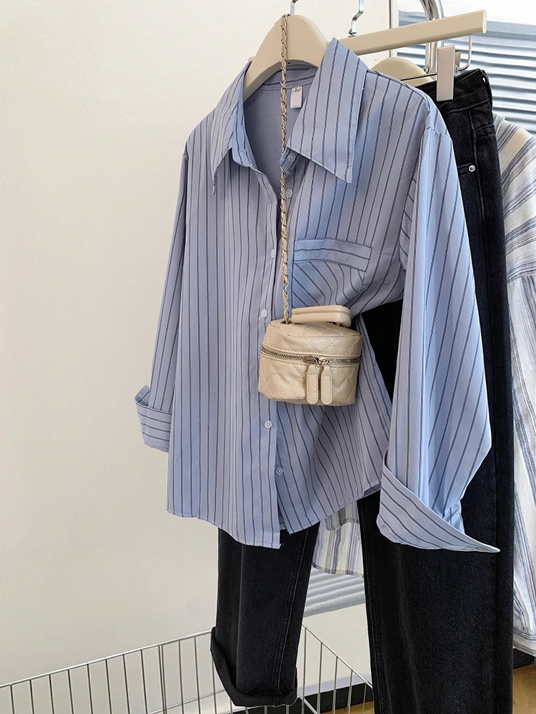 

Spring Autumn New Elegant Fashion Striped Shirt Fashionable Commuting Long Sleeve Shirts Women Vintage Loose Casual Blouse
