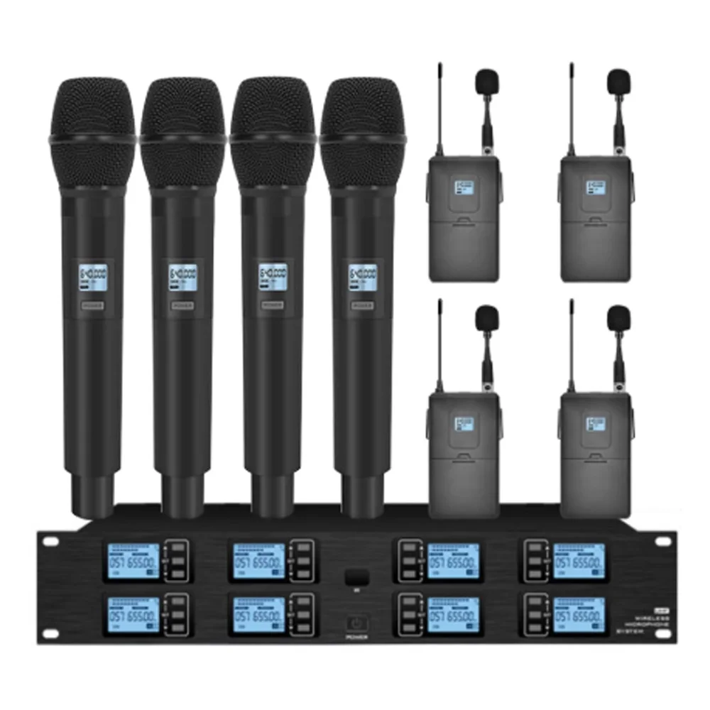 UHF Professional Wireless Microphone System Handheld Dynamic Microphone for DJ Karaoke Stage Church Outdoor 8 Channels  Mic