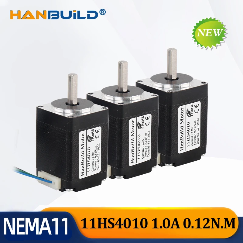 

3PCS mini cnc NEMA11 (11HS4010) 2-Phase 1.8 Degree Stepper Motor 0.12N.m/1.0Afor CNC milling machine Stepper Motor