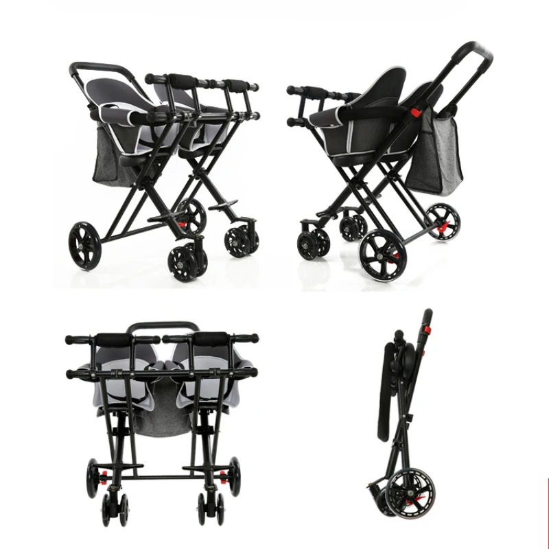 Foldable Double Baby ScooterChildren’s Lightweight Twin Cart Portable Twin Baby Compact Hand Push Baby