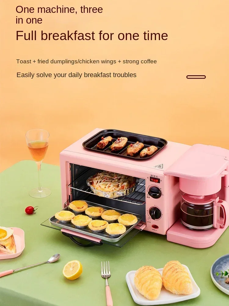 Three-in-one Breakfast Machine, Multi-function Household Oven, Automatic Toaster, Coffee Machine Toaster