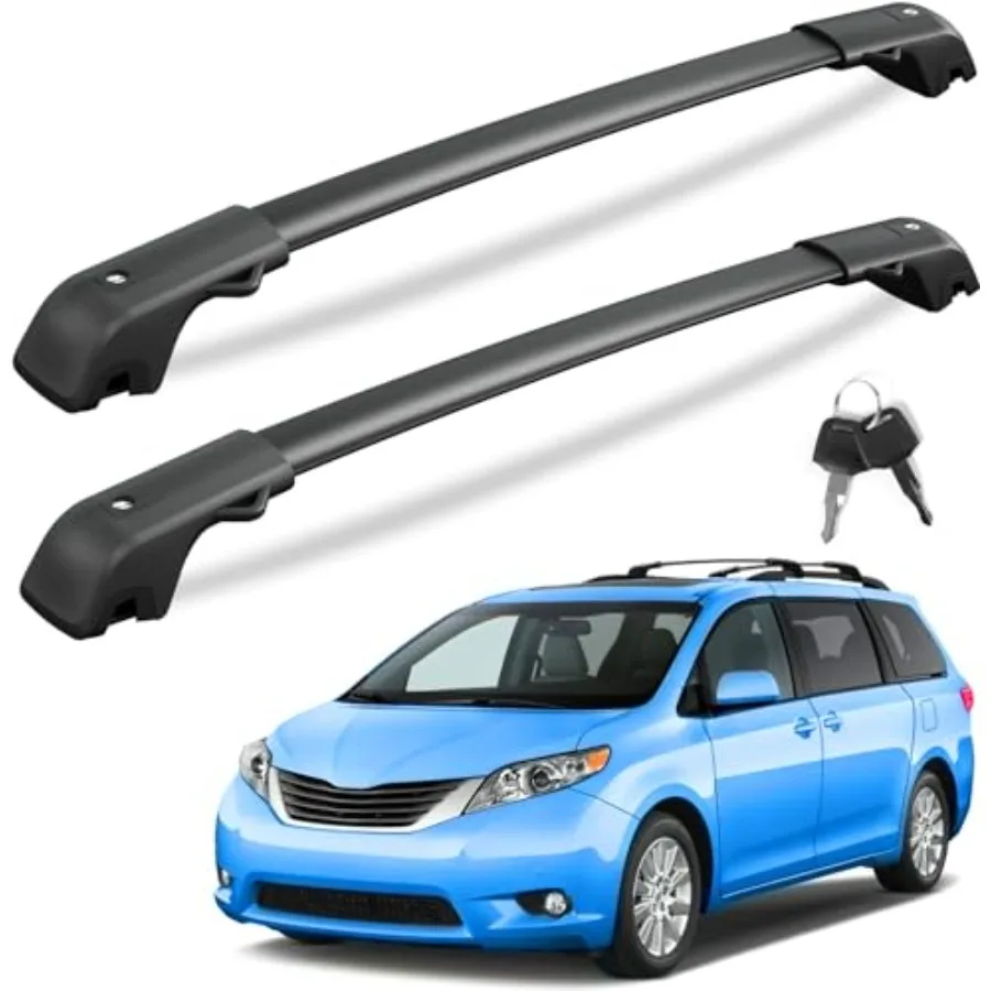 

Roof Rack Cross Bars for Toyota Sienna 2011-2020, Aluminum, Black, 300Lbs Load Capacity, Lockable Anti-Theft Design with Raised