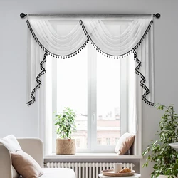 1pc Pure Color Sheer Valance with Tassel，Rod Pocket，Simple European Style Waterfall Swag Valance for the Room Window and Door