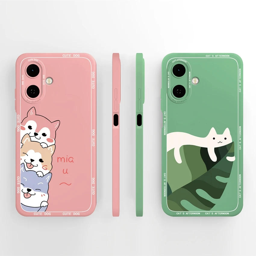 Para Tecno Spark Go 2 6,67 pulgadas funda de teléfono lindo gatito cachorro patrón silicona líquida anticaída duradera funda de protección Premium