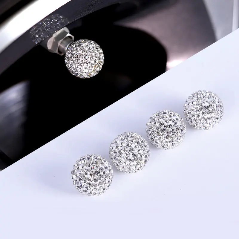 4Pcs Bling Rhinestone Universal Car Tire Valve Crystal Diamond Shining Dustproof Valve Stem Caps Car Accessories