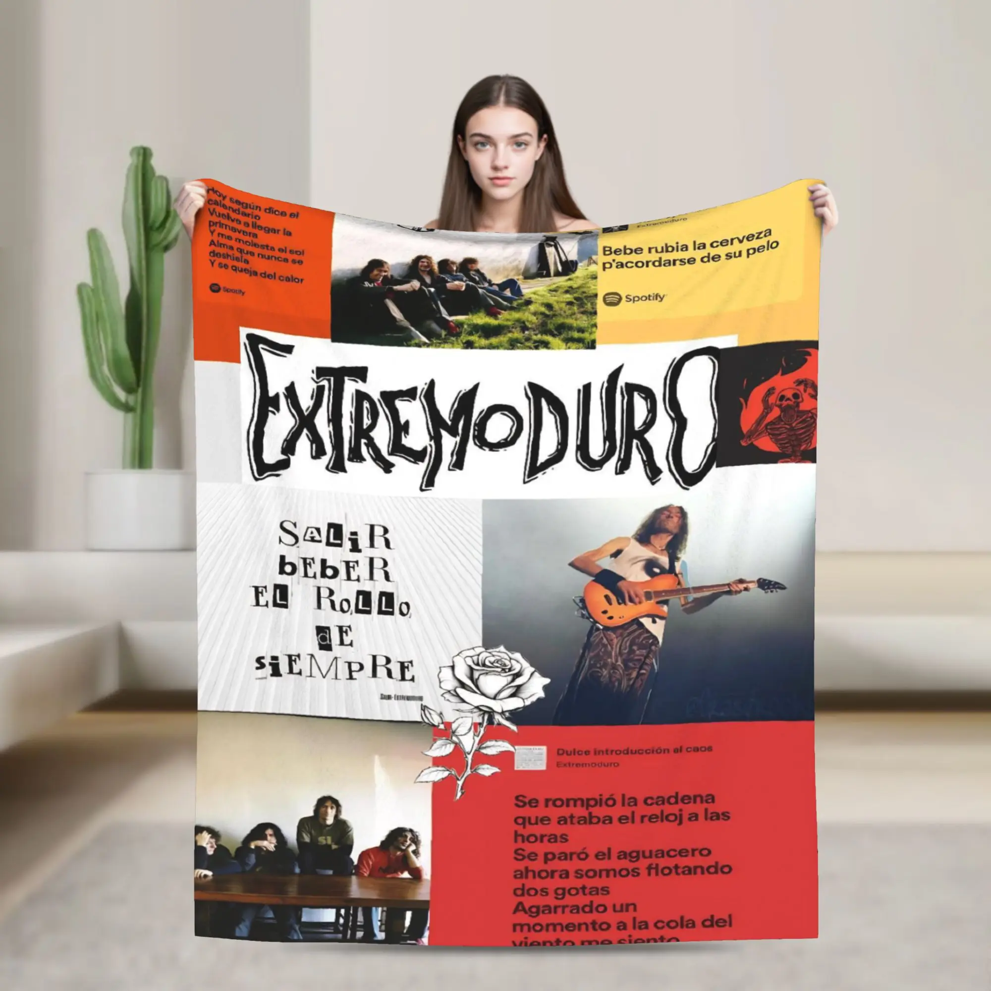 Super Soft Extremoduro Rock Band Tour Throw Blanket Premium Fleece Flannel Lightweight Bed Blanket Warm Plush Bedspread