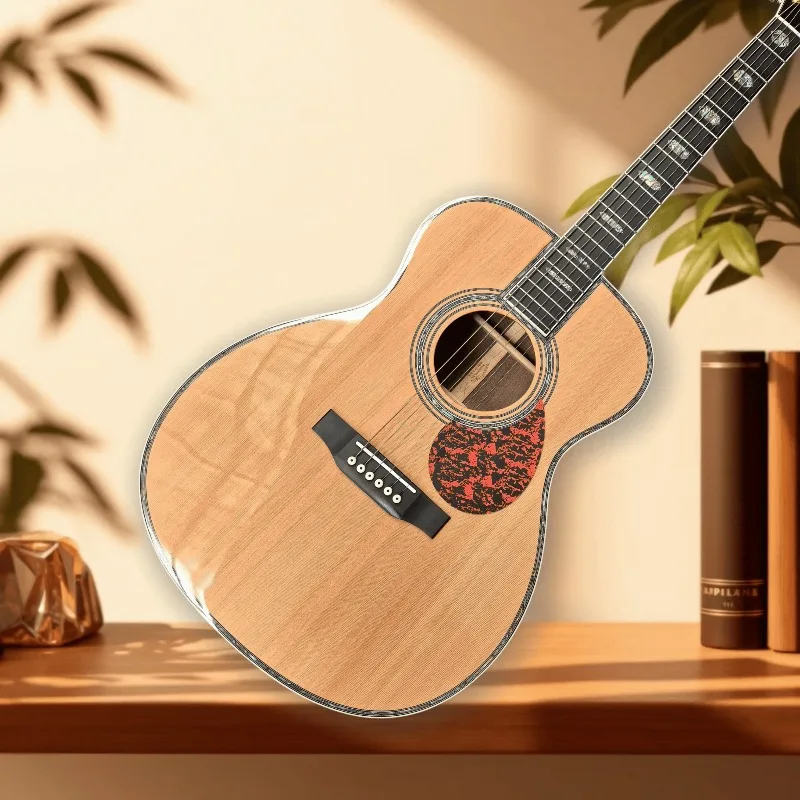 Hot Sales OM45 Acoustic Guitar Solid Spruce Top Rosewood Back and Sides Natural Color Folk Guitar  Professional Performance