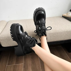 Shoes for Women 2023 Cross-tied Women's Boots Fashion Belt Buckle Casual Boots Women New Round Toe Ankle Boots Platform Shoes