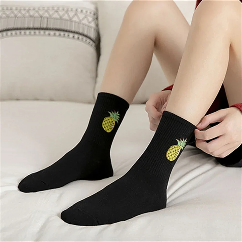 Unisex Funny Fruit Animal Women Socks Harajuku Colorful Mid Sokken Soft Cotton Crew Size 34-42 Dropship