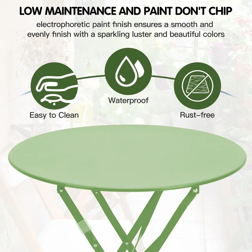 โต๊ะและเก้าอี้บิสโทร 3 ชิ้น ชุดบิสโทรเหล็กดัด ป้องกันสนิม โต๊ะและเก้าอี้คาเฟ่พับได้กันน้ํา ชุด 2 ตัว พับได้