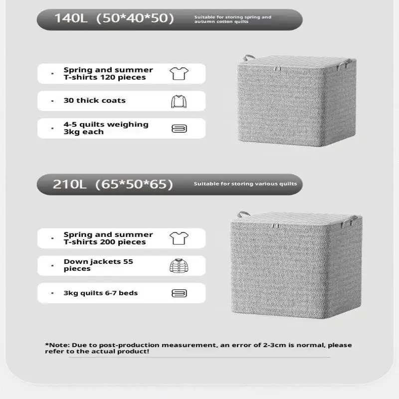 220L Big Size Clothes Storage Box With Cover Large Laundry Basket Organizer Bag For Baby Foldable
