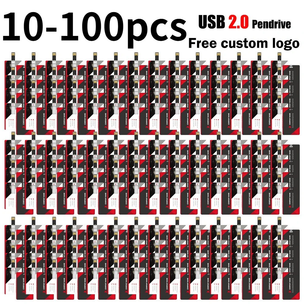 

10/20/30/50/100PCS Free custom logo 4GB 8GB 16GB 32Gb credit card USB2.0 Flash Drive top quality Creative Pendrive100% capacity